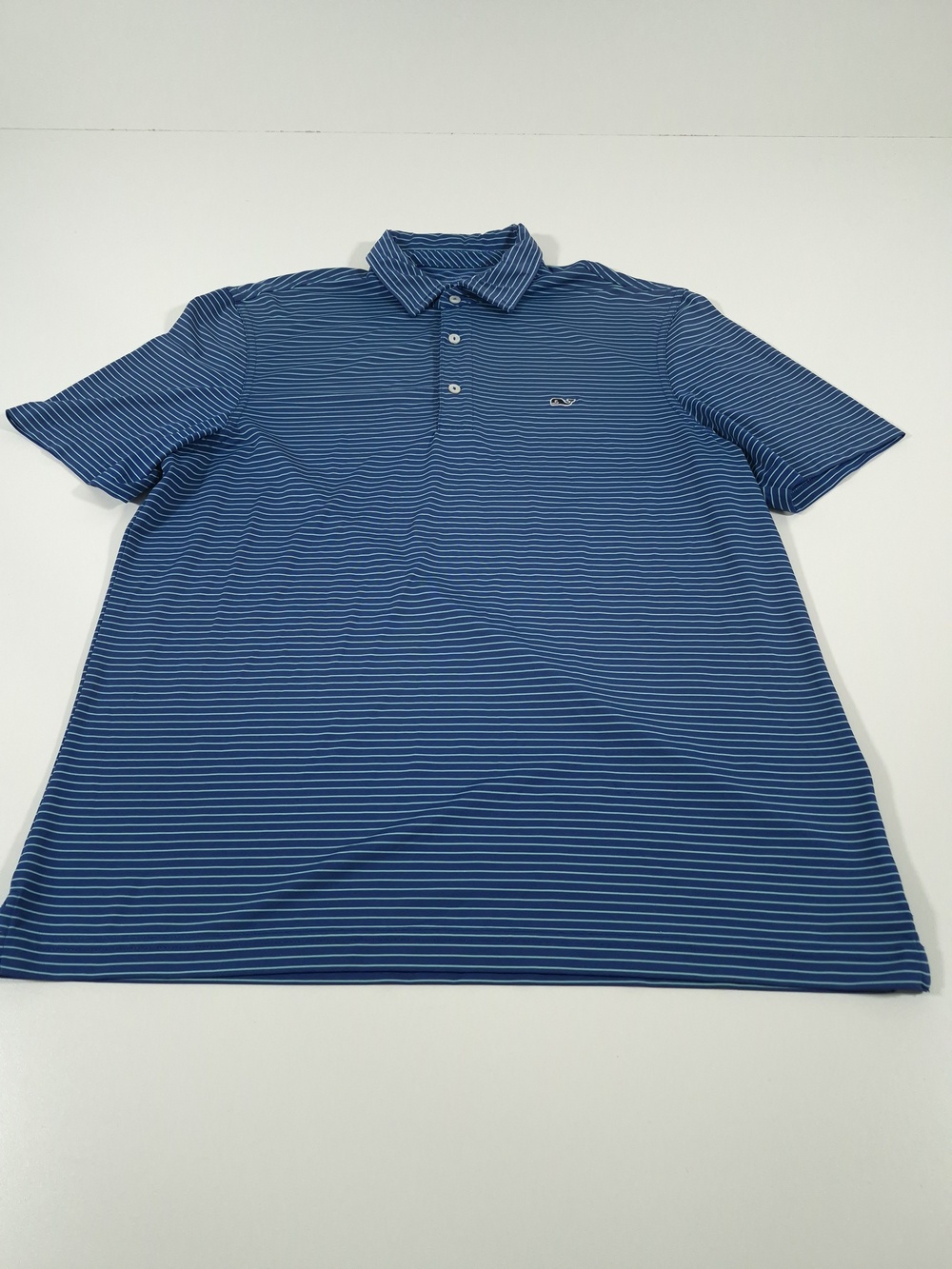 Vineyard Vines Polo Shirt Mens M Blue Striped Golf Stretch Jersey Tagless